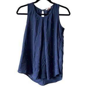 Juicy Couture Sheer Navy Blue Sleeveless Top Women Sz XS Layered Studded Blouse‎